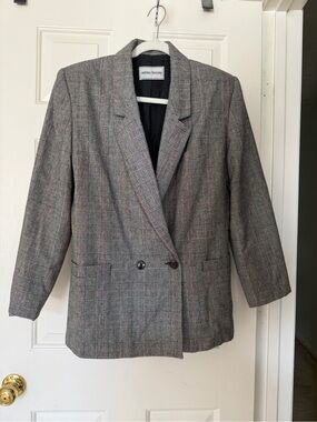 Ashley Brooke Gray Glen Plaid Double-Breasted Blazer